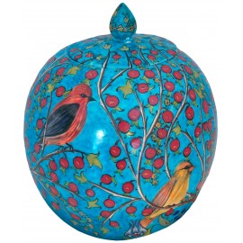 Nar & Kuş Desenli  Küre Kavanoz